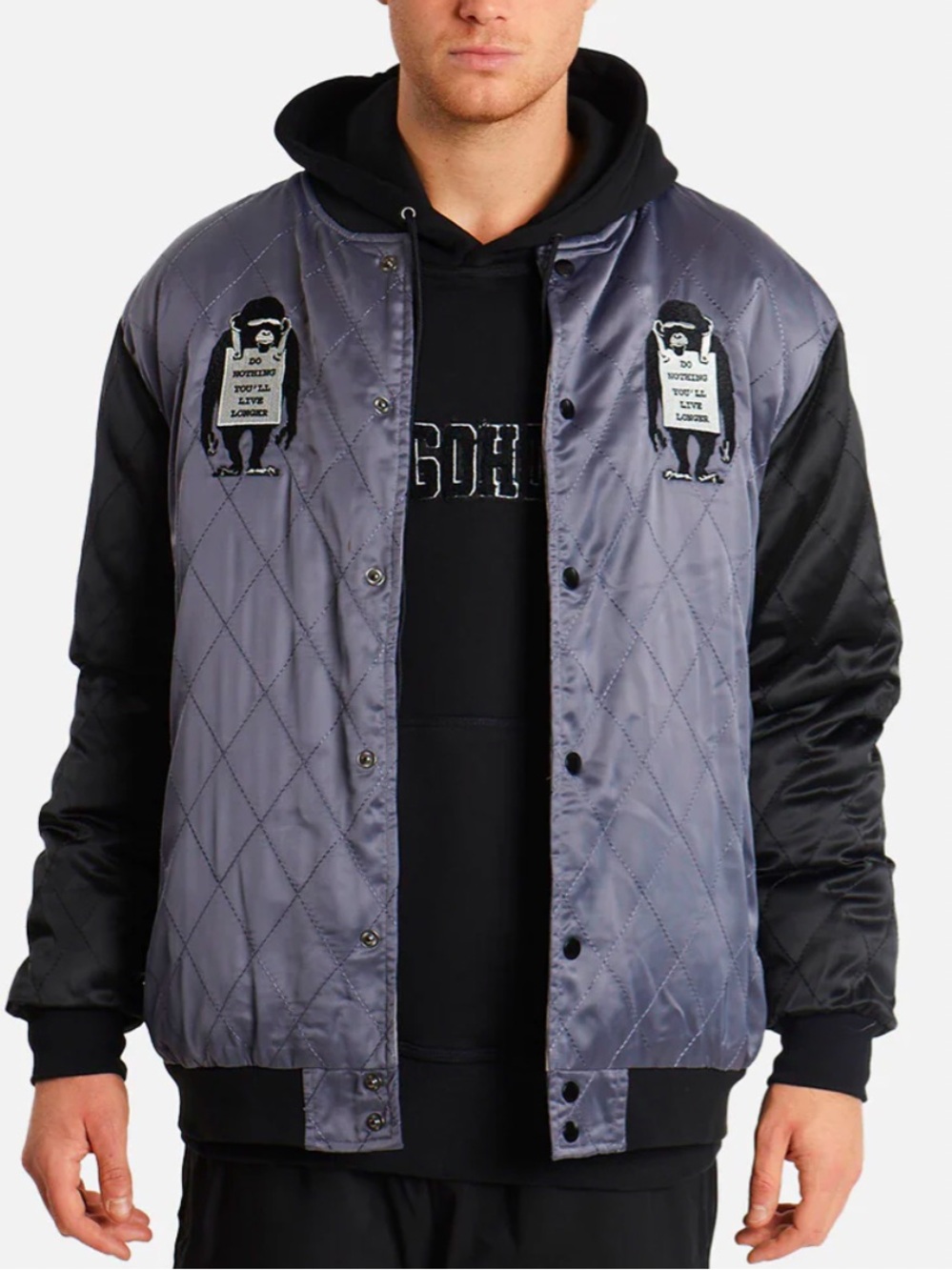 Tango Hotel Brandalized Banksy Do Nothing Satin Bomber Jacket